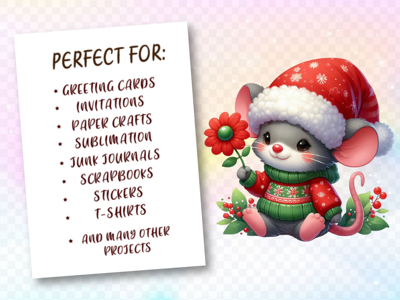 Funny Christmas Mouse Clipart Bundle 2 - CraftNest - Digital Crafting and Art
