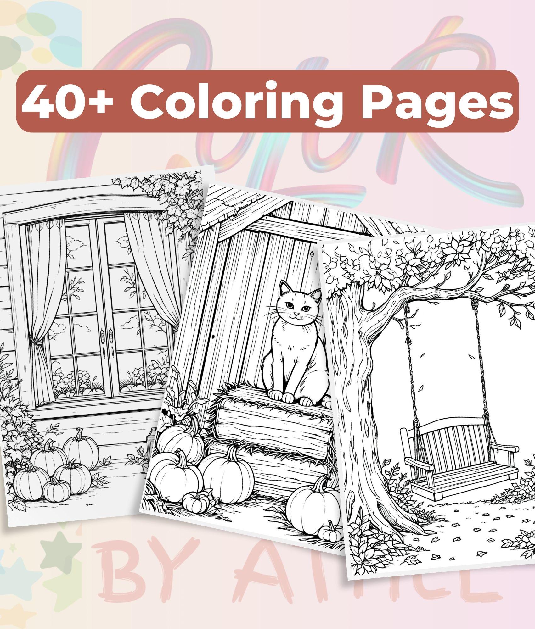 Cottagecore Autumn Coloring Books Bundle