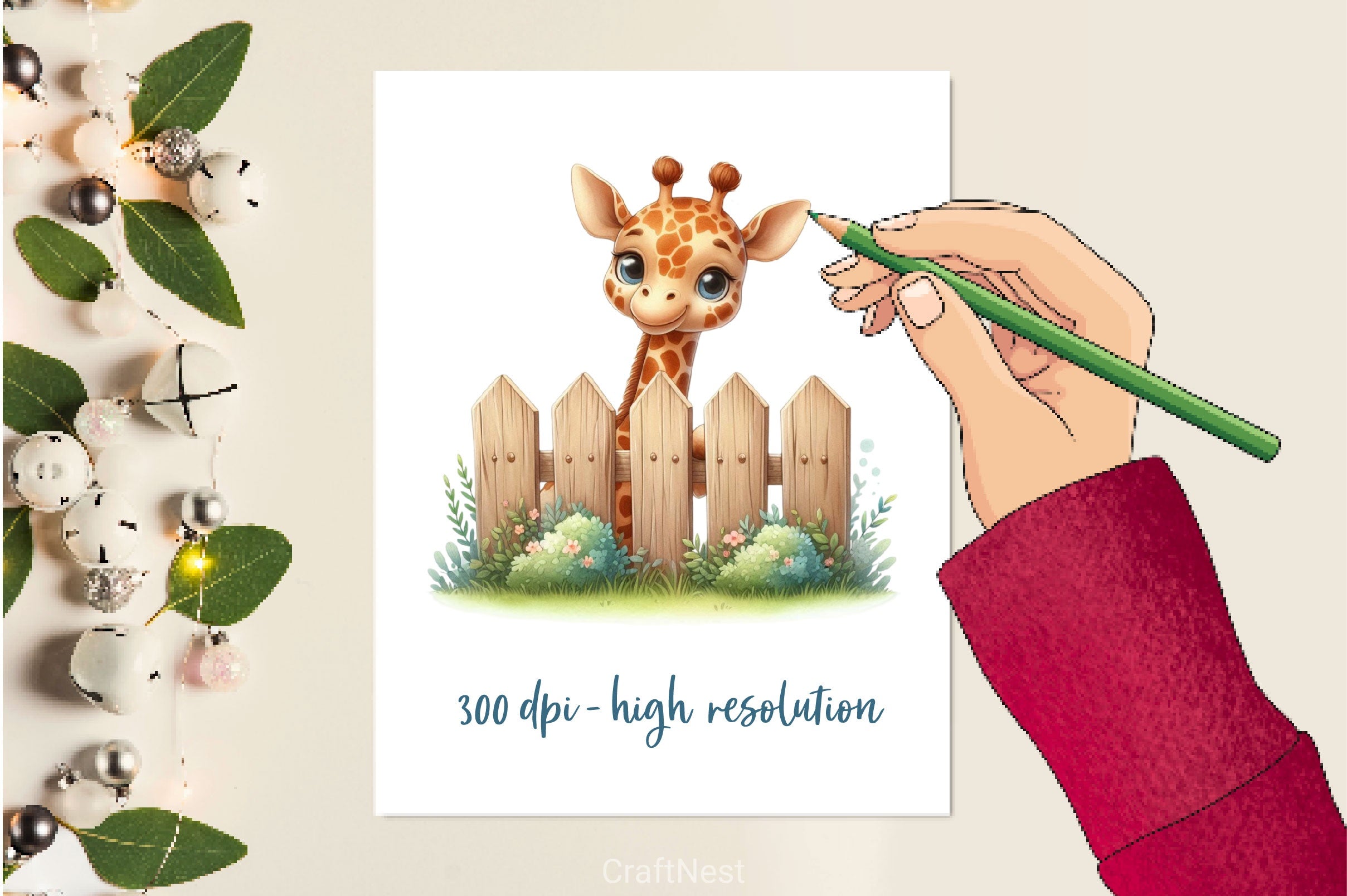Giraffe Peeking Fence Clipart Bundle 4 - CraftNest - Digital Crafting and Art