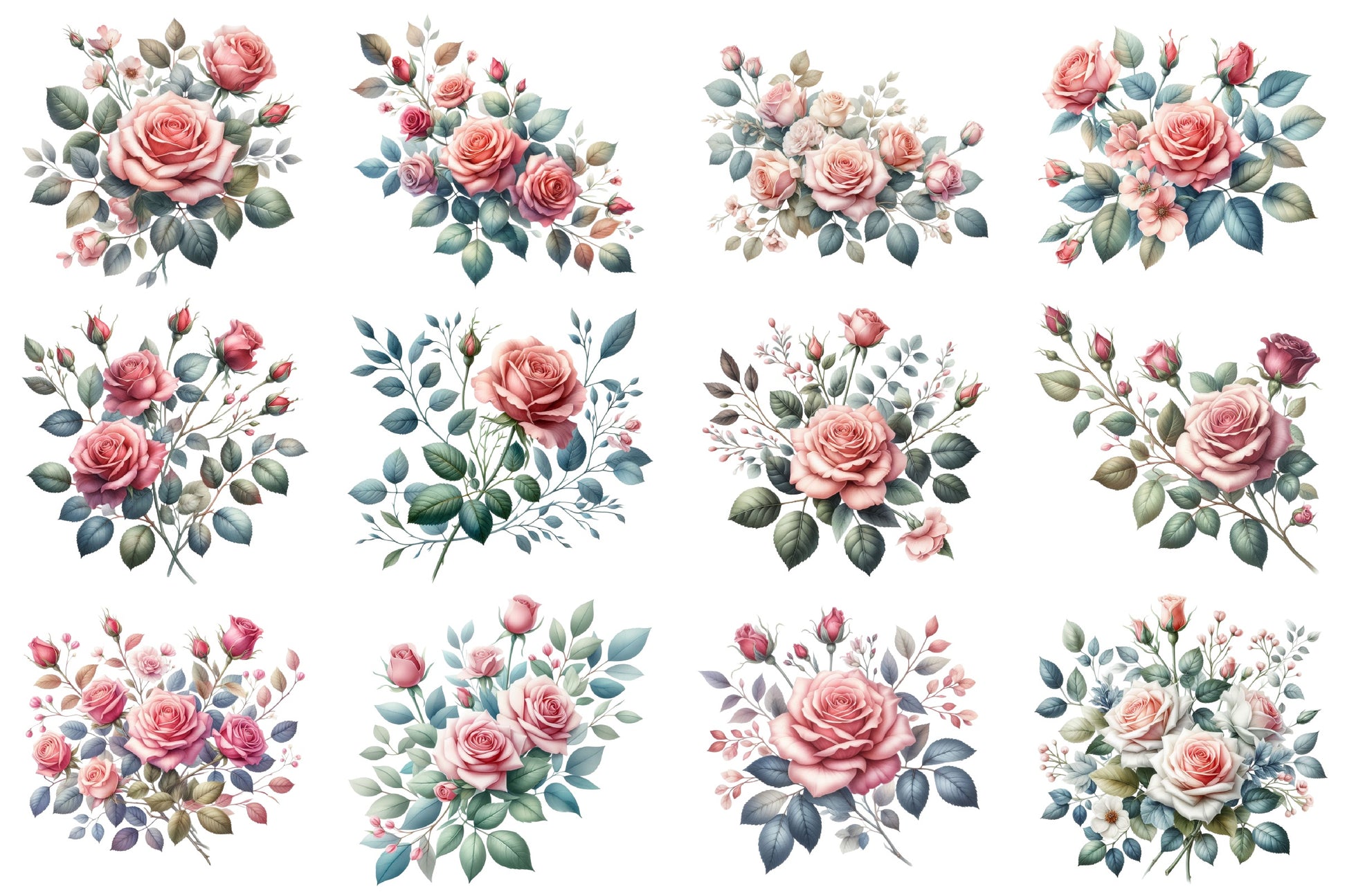 Pink Roses Clipart Bundle - CraftNest - Digital Crafting and Art