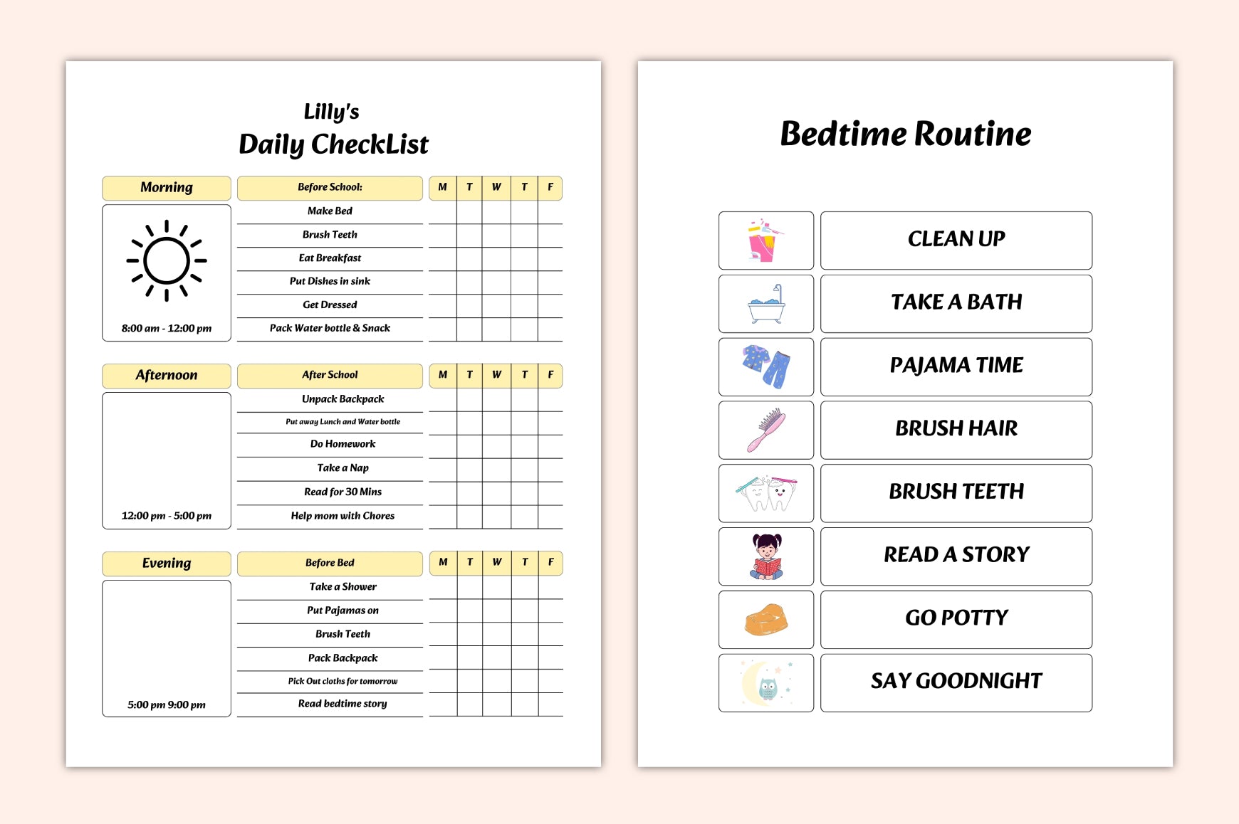 Kids Responsibility Chore Chart Planner