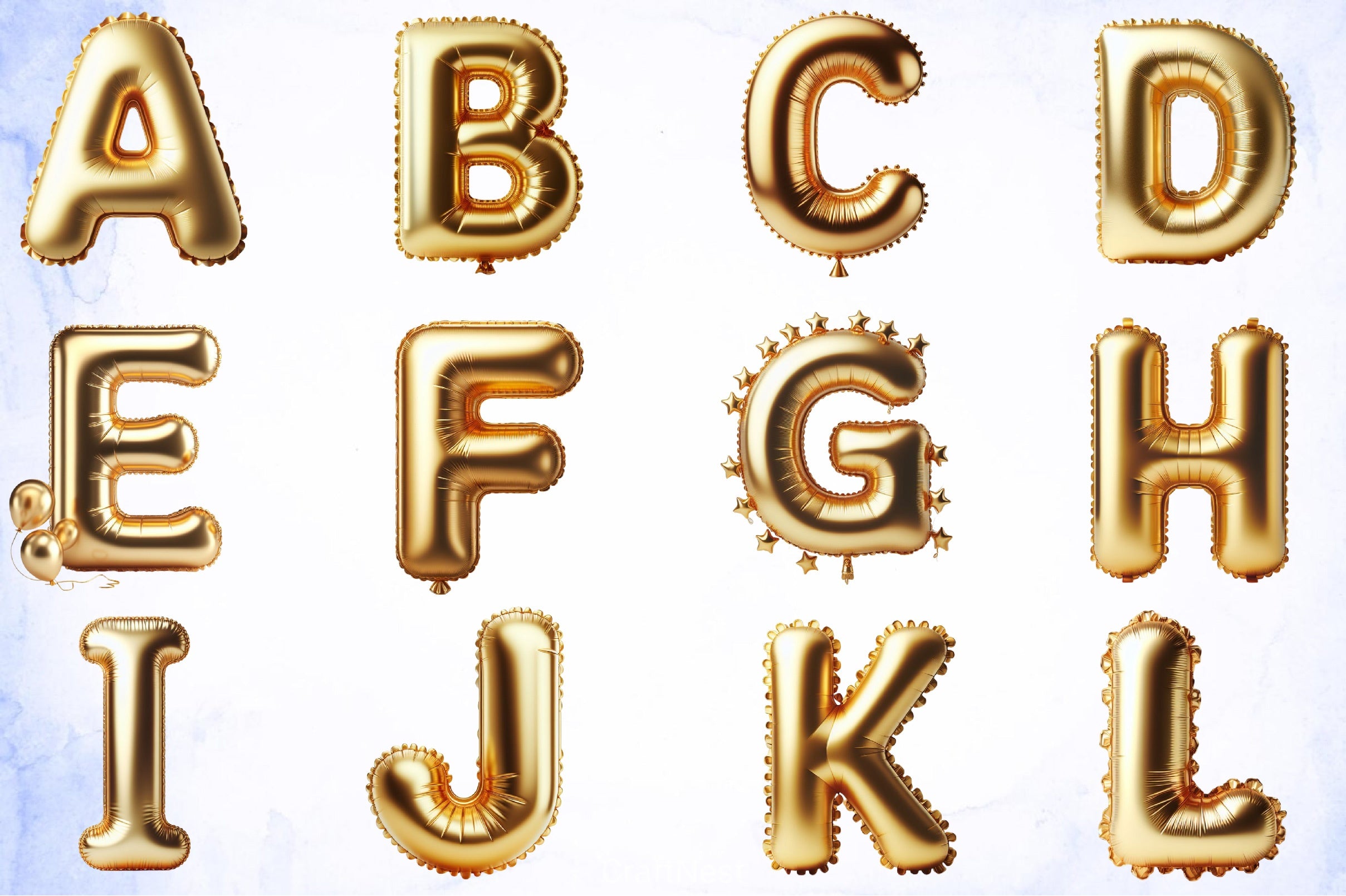 Golden Balloon Alphabet Clipart Bundle - CraftNest - Digital Crafting and Art