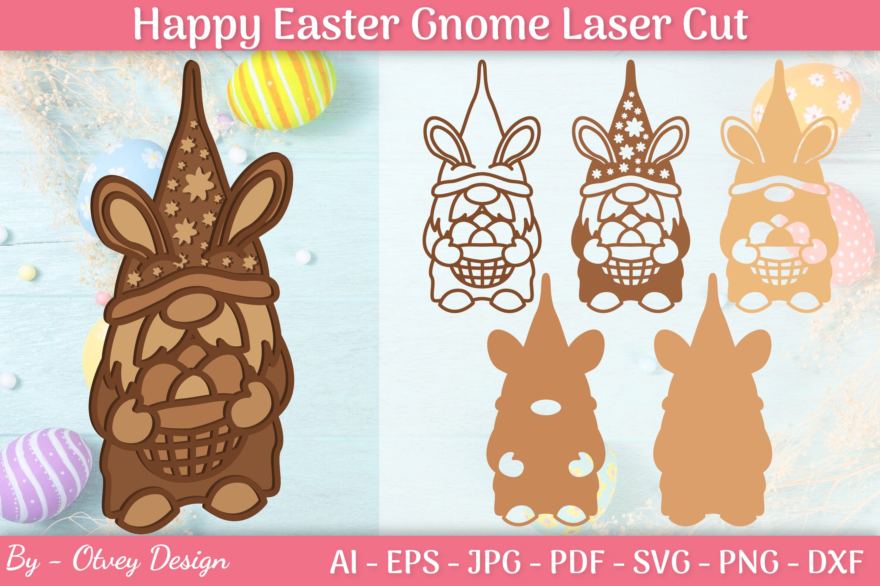 Easter Gnome Laser Cut SVG Bundle 3 - CraftNest - Digital Crafting and Art