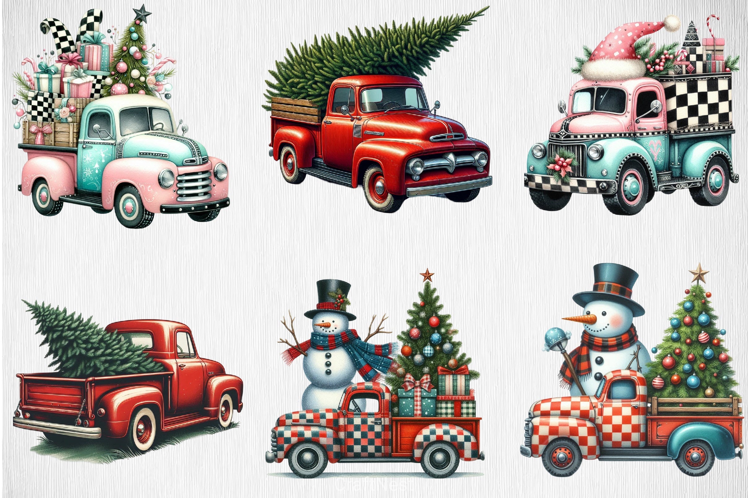 Merry Christmas Truck Clipart Bundle - CraftNest - Digital Crafting and Art