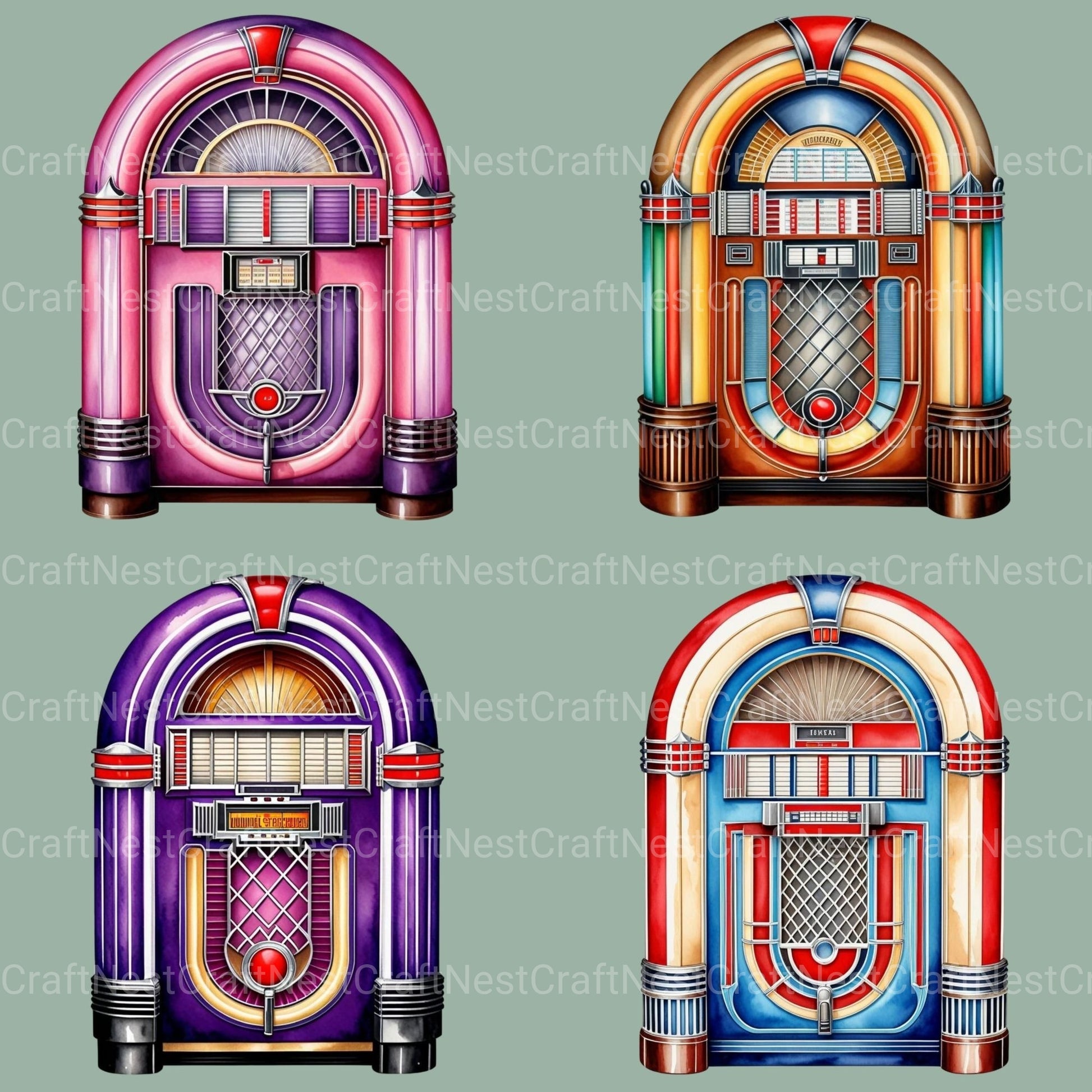 Jukebox Vintage Clipart Bundle 1 - CraftNest - Digital Crafting and Art
