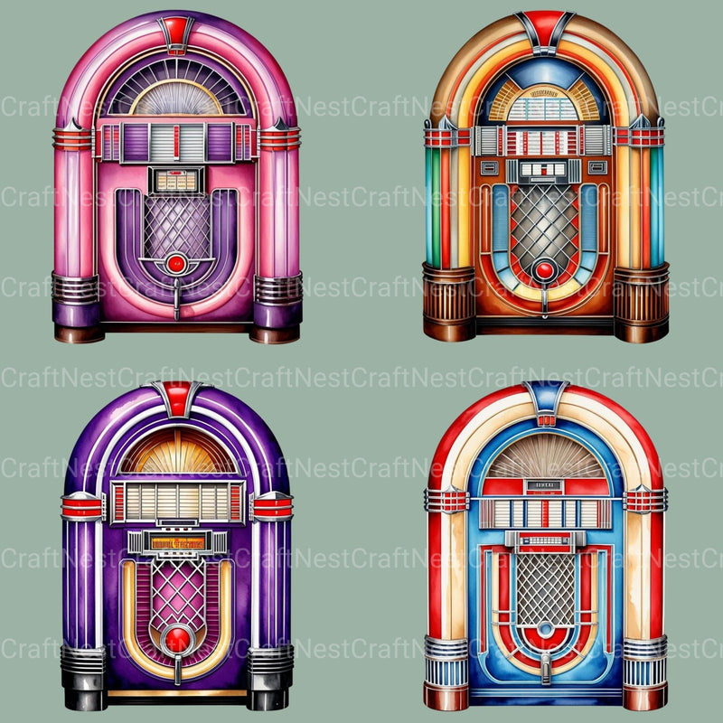 Jukebox Vintage Clipart Bundle 1 - CraftNest - Digital Crafting and Art