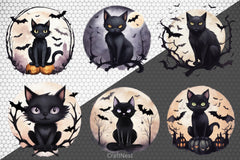 Night Black Cat Clipart Bundle 2 - CraftNest - Digital Crafting and Art