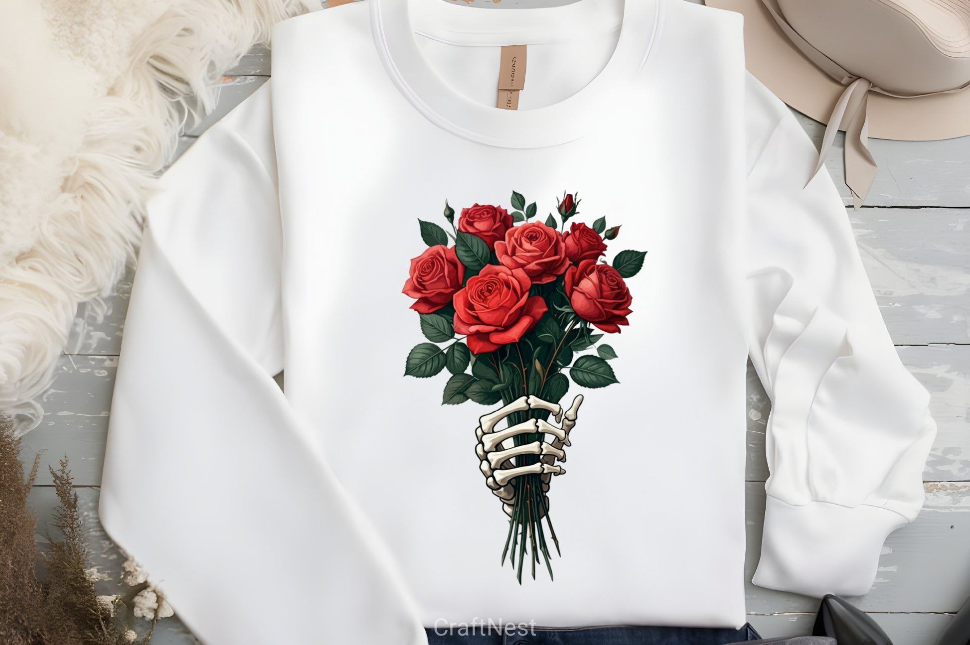 Roses Bouquet Skeleton Hand Clipart Bundle 5 - CraftNest - Digital Crafting and Art