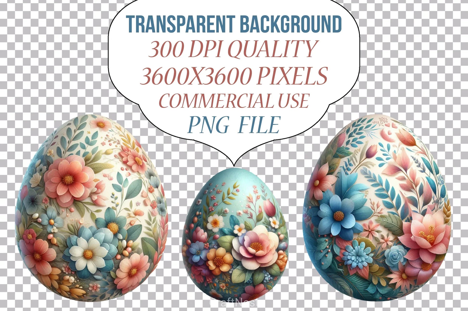 Easter Floral Egg Clipart Bundle - CraftNest - Digital Crafting and Art