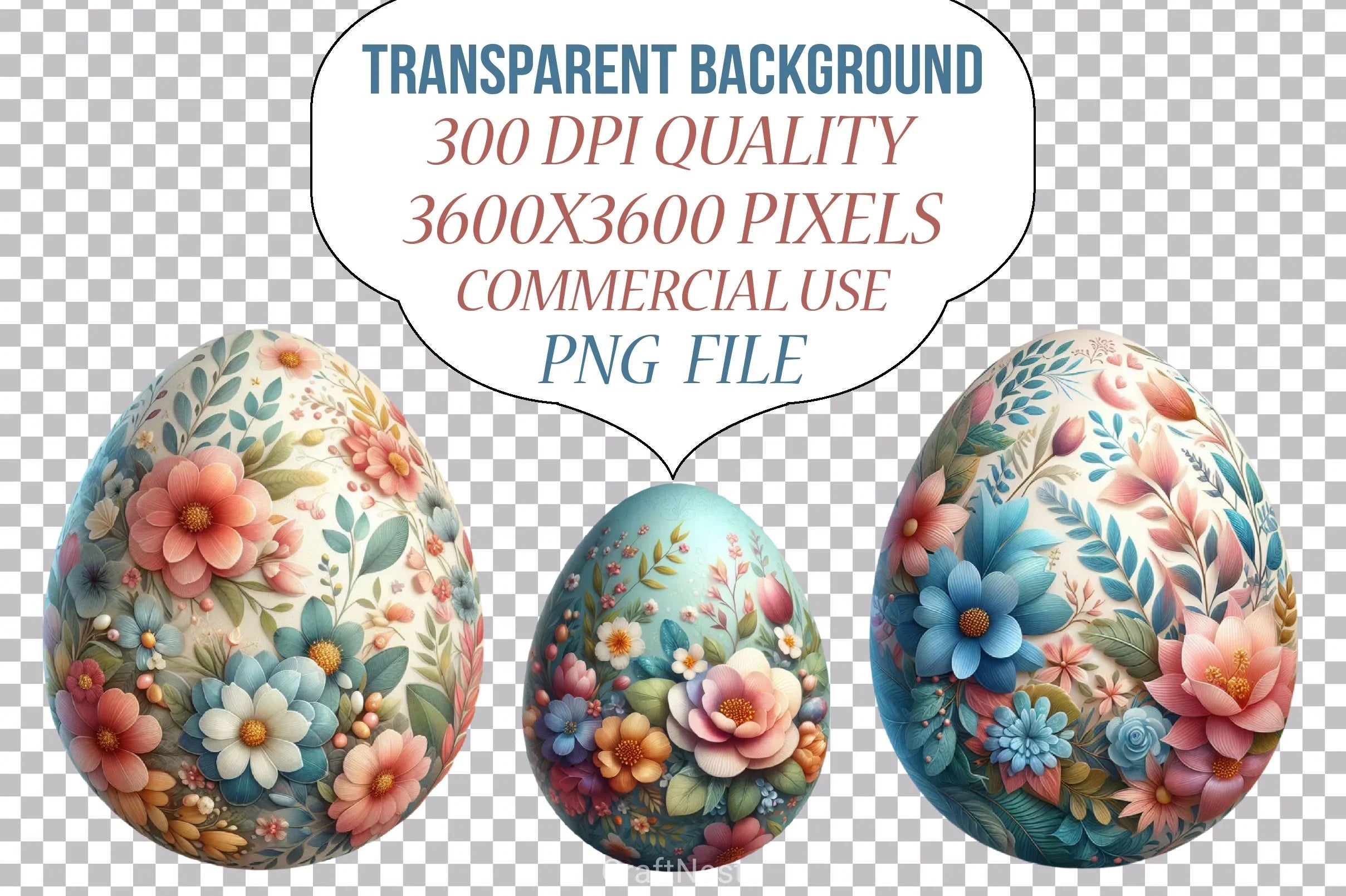 Easter Floral Egg Clipart Bundle - CraftNest - Digital Crafting and Art