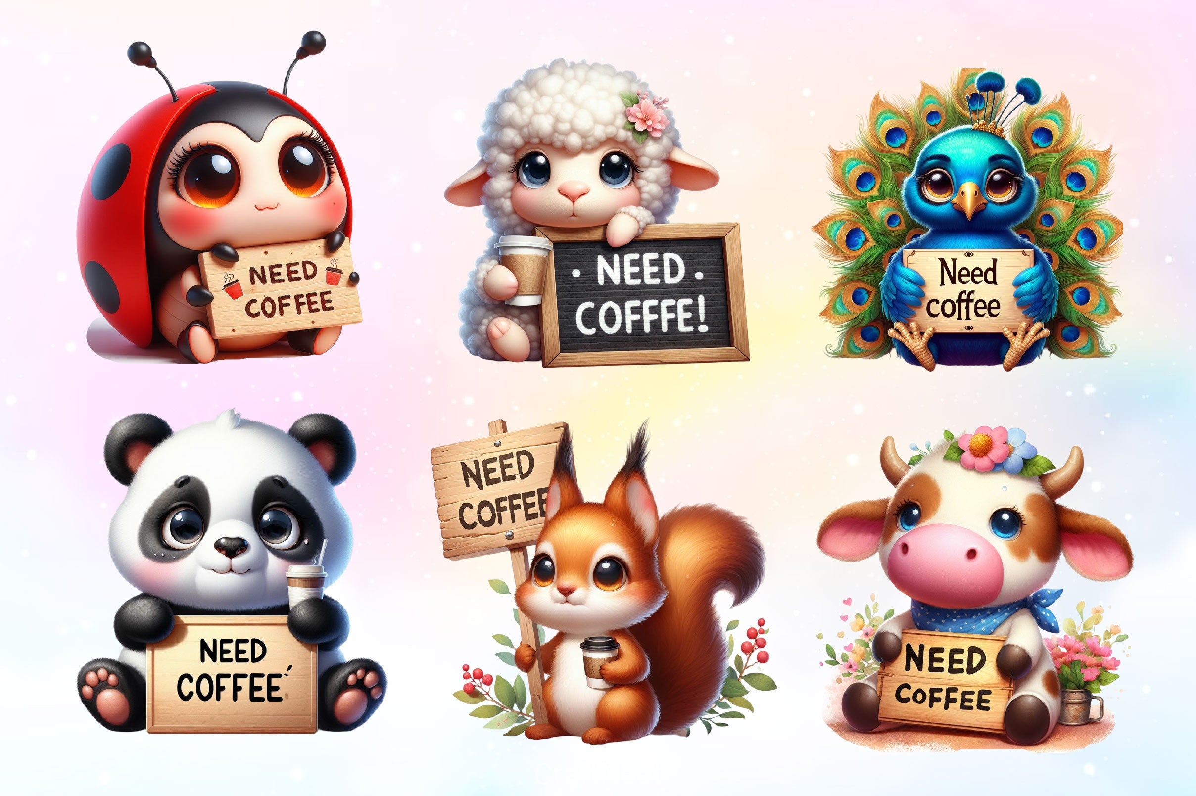 Need Coffee Animals Clipart Bundle - CraftNest - Digital Crafting and Art