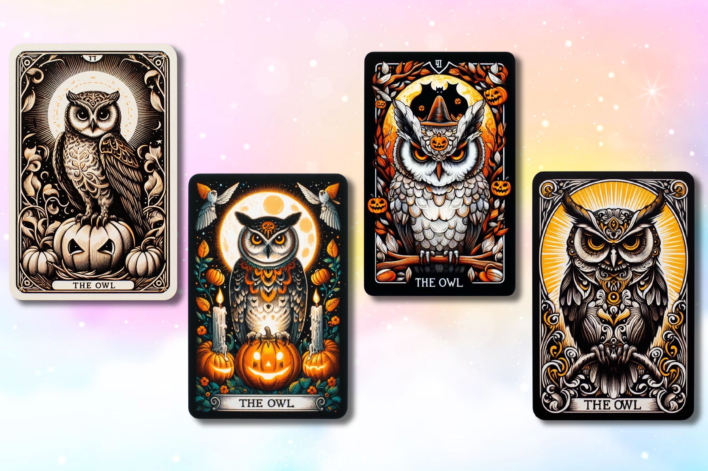 Halloween Owl Tarot Card Clipart Bundle - CraftNest - Digital Crafting and Art