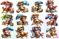 Cute Tiger Beach Clipart Bundle - CraftNest - Digital Crafting and Art