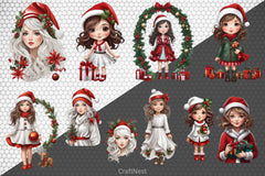 Christmas Girl Clipart Bundle - CraftNest - Digital Crafting and Art