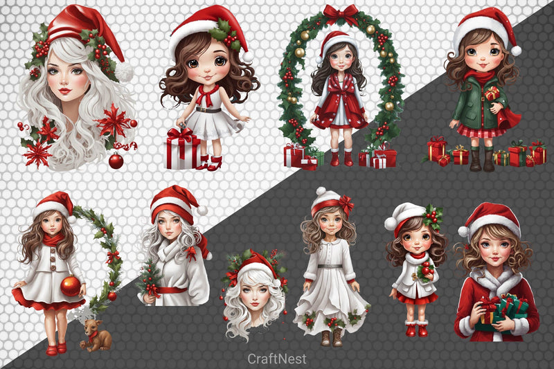 Christmas Girl Clipart Bundle - CraftNest - Digital Crafting and Art