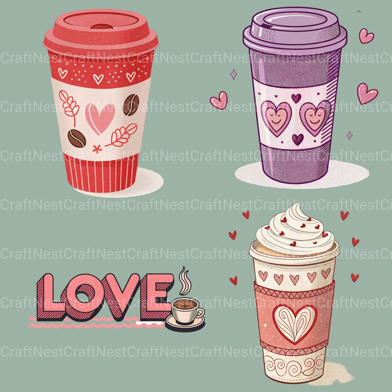 Valentines Day Coffee Clipart Bundle - CraftNest - Digital Crafting and Art