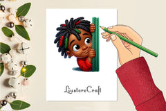 Peeking African American Little Boy Clipart Bundle - CraftNest - Digital Crafting and Art