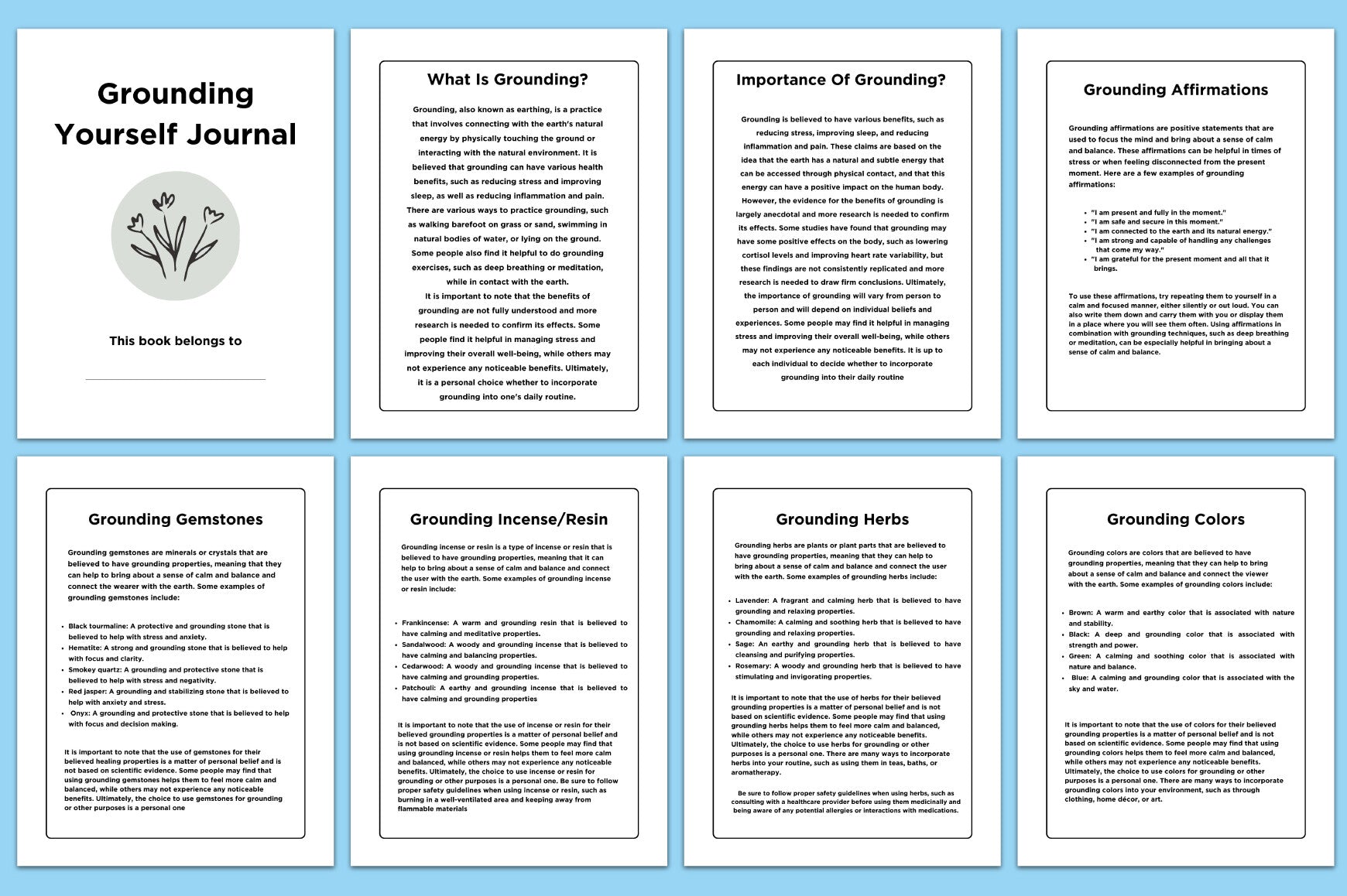 Editable Grounding Yourself Journal
