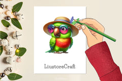 Cute Funny Green Parrot Clipart Bundle - CraftNest - Digital Crafting and Art