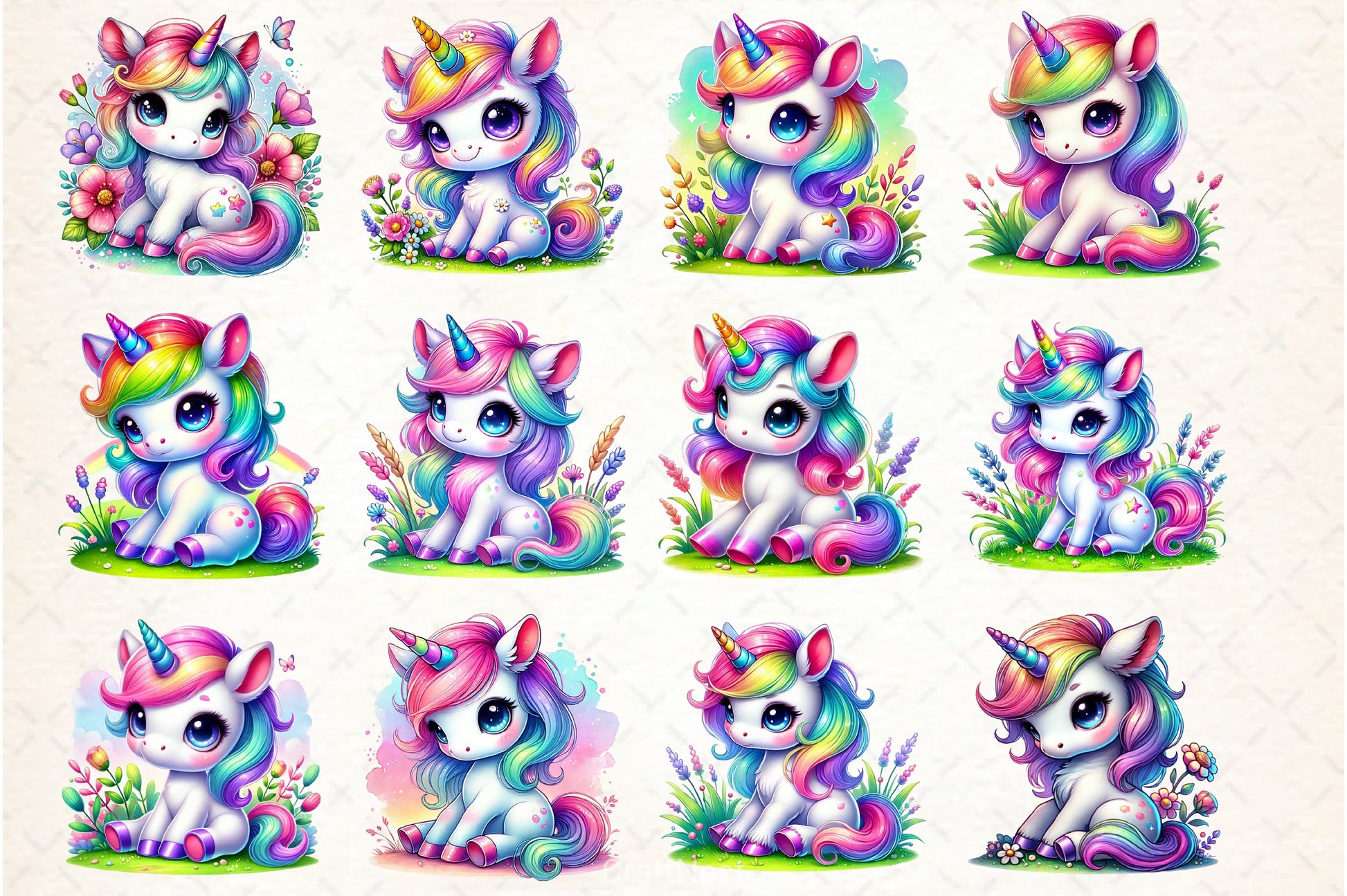 Rainbow Unicorn Clipart Bundle - CraftNest - Digital Crafting and Art