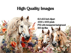 Horses with Flowers Clipart - CraftNest