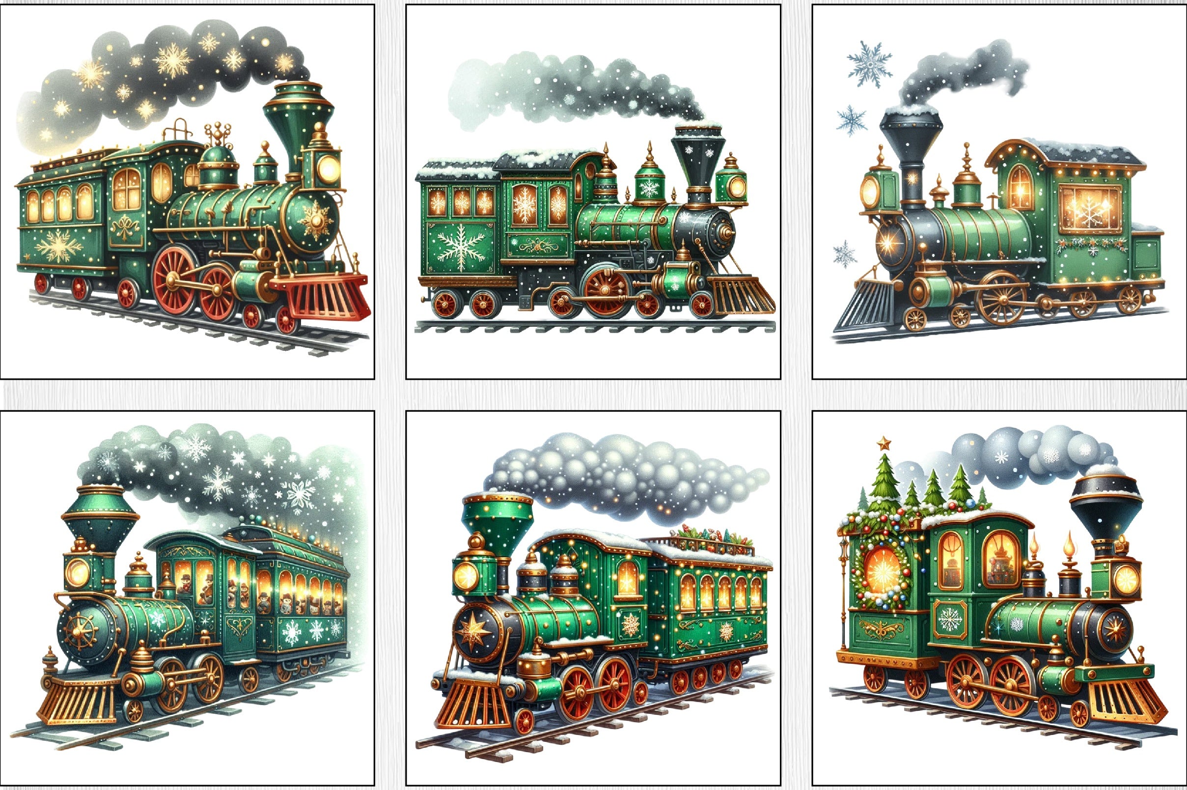 Christmas Vintage Train Clipart Bundle - CraftNest - Digital Crafting and Art