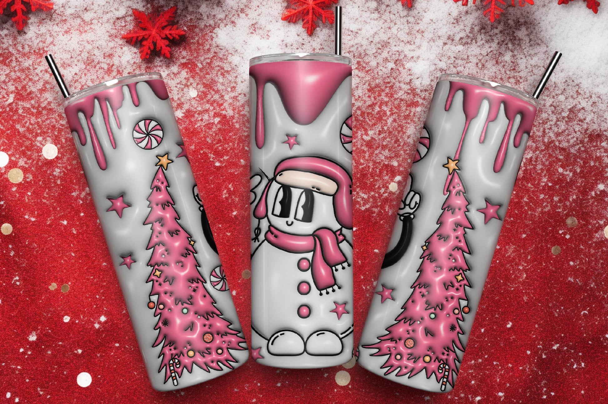 3D Inflated Christmas Tumbler Bundle 12 - CraftNest - Digital Crafting and Art