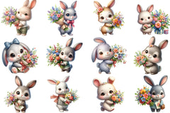 Floral Bunny Clipart Bundle - CraftNest - Digital Crafting and Art