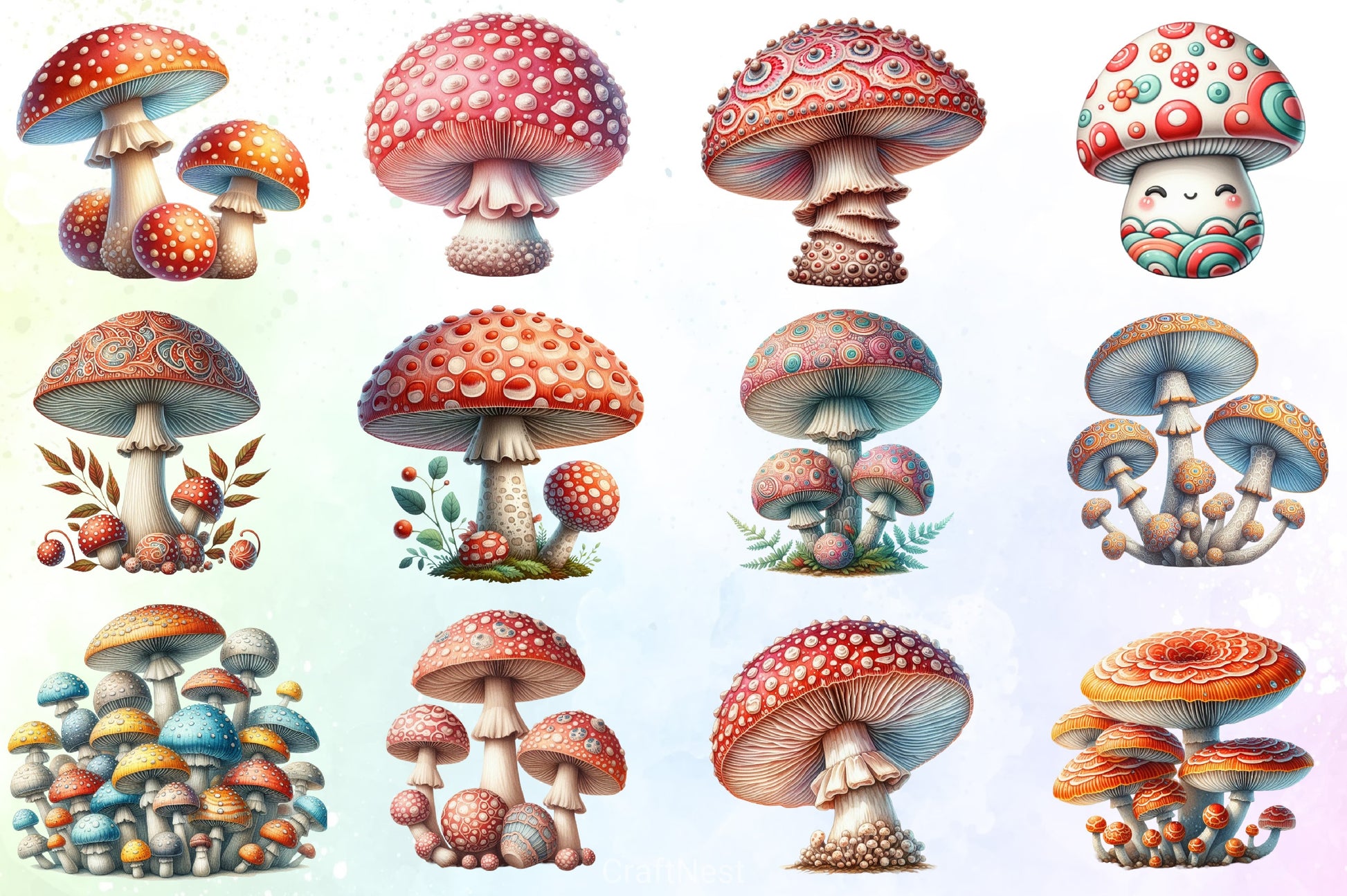 Rustic Mushrooms Clipart Bundle - CraftNest - Digital Crafting and Art