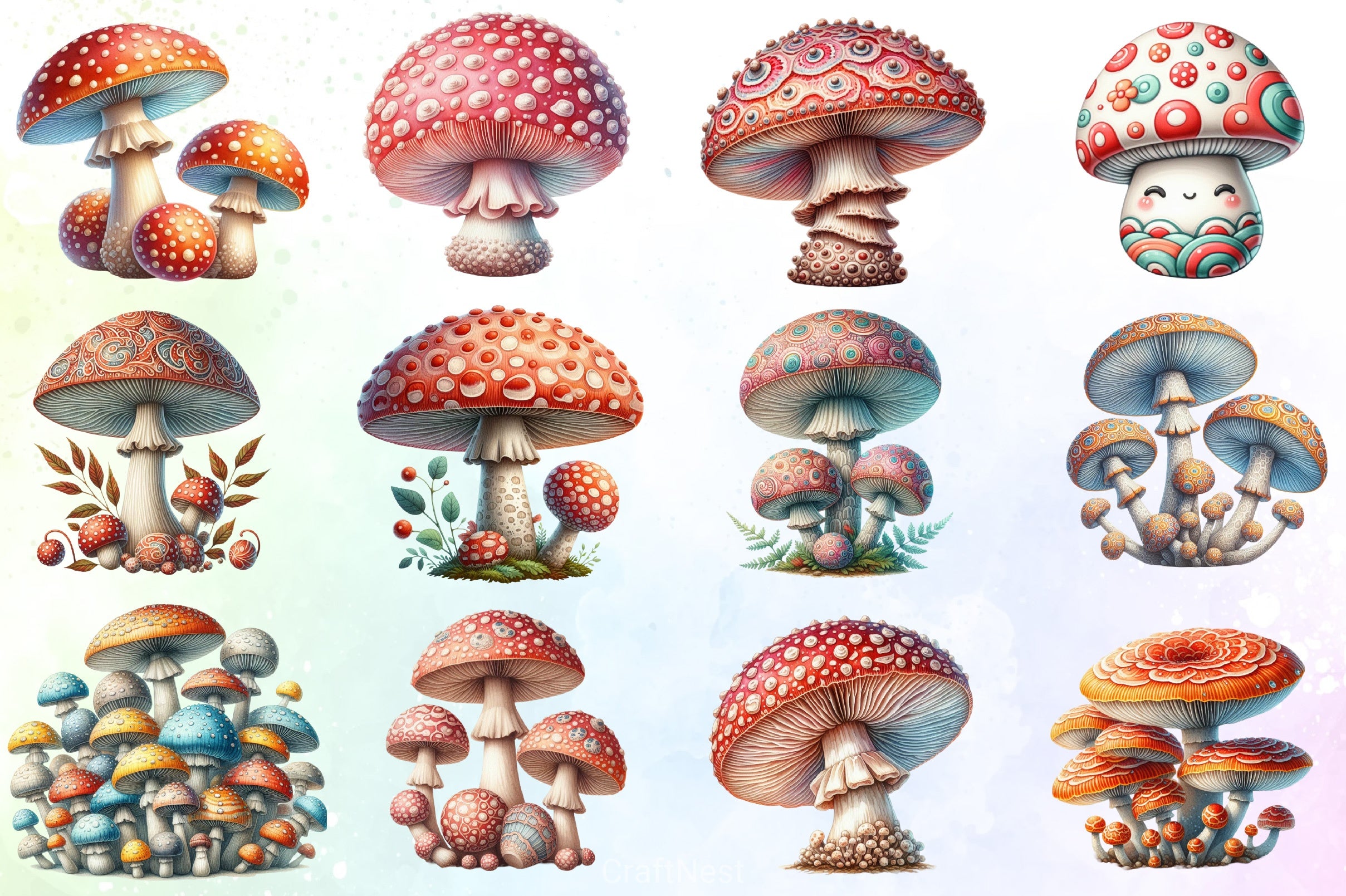 Rustic Mushrooms Clipart Bundle - CraftNest - Digital Crafting and Art