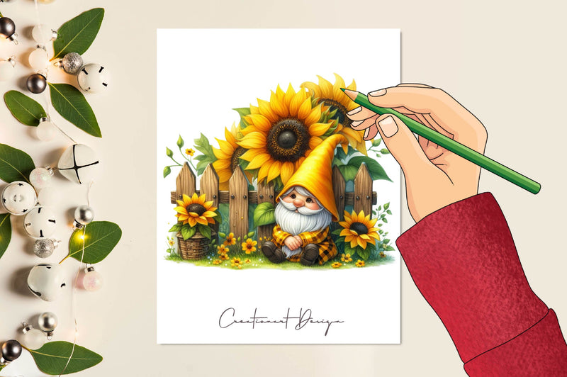 Sunflower Gnomes Clipart Bundle 2 - CraftNest - Digital Crafting and Art