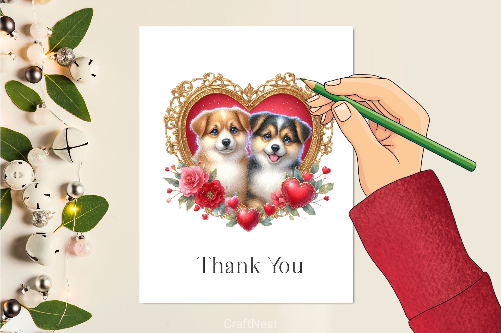 Dog Couple Heart Shape Frame Clipart Bundle - CraftNest - Digital Crafting and Art