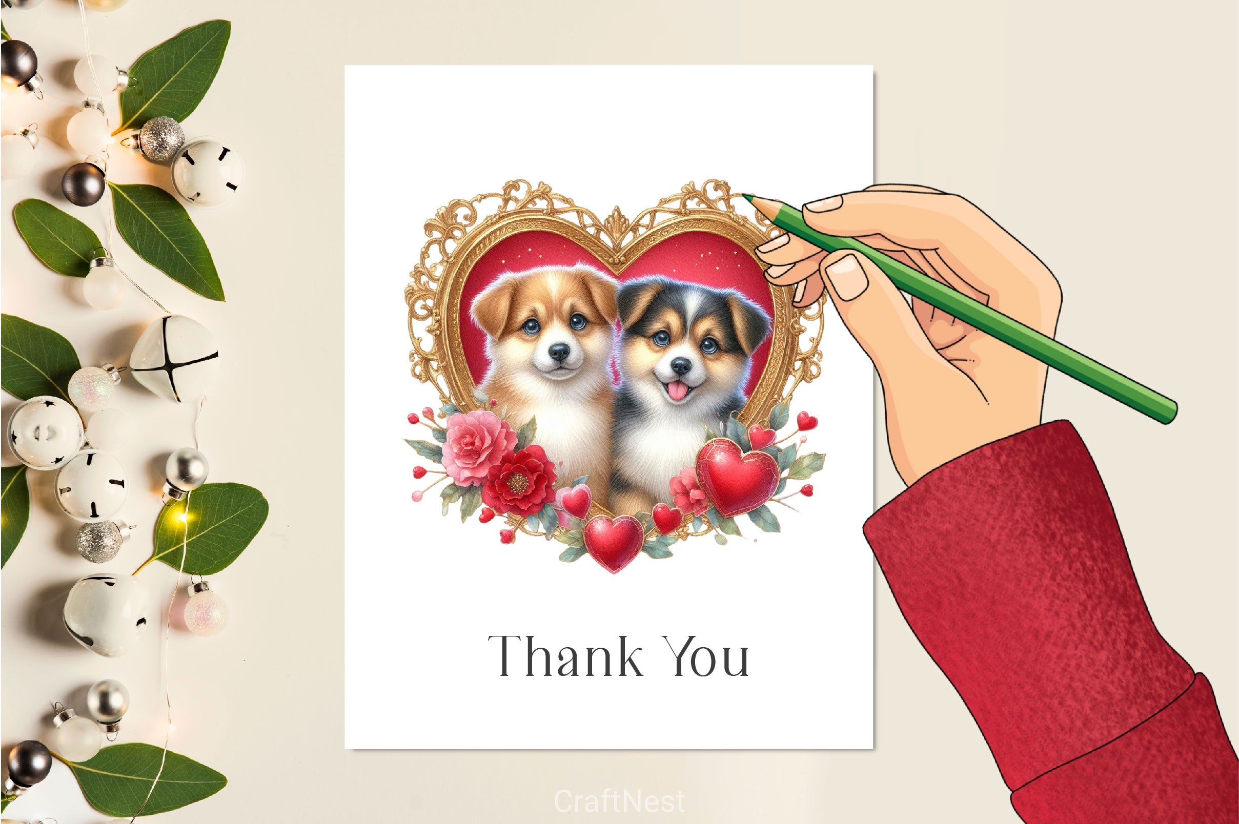 Dog Couple Heart Shape Frame Clipart Bundle - CraftNest - Digital Crafting and Art