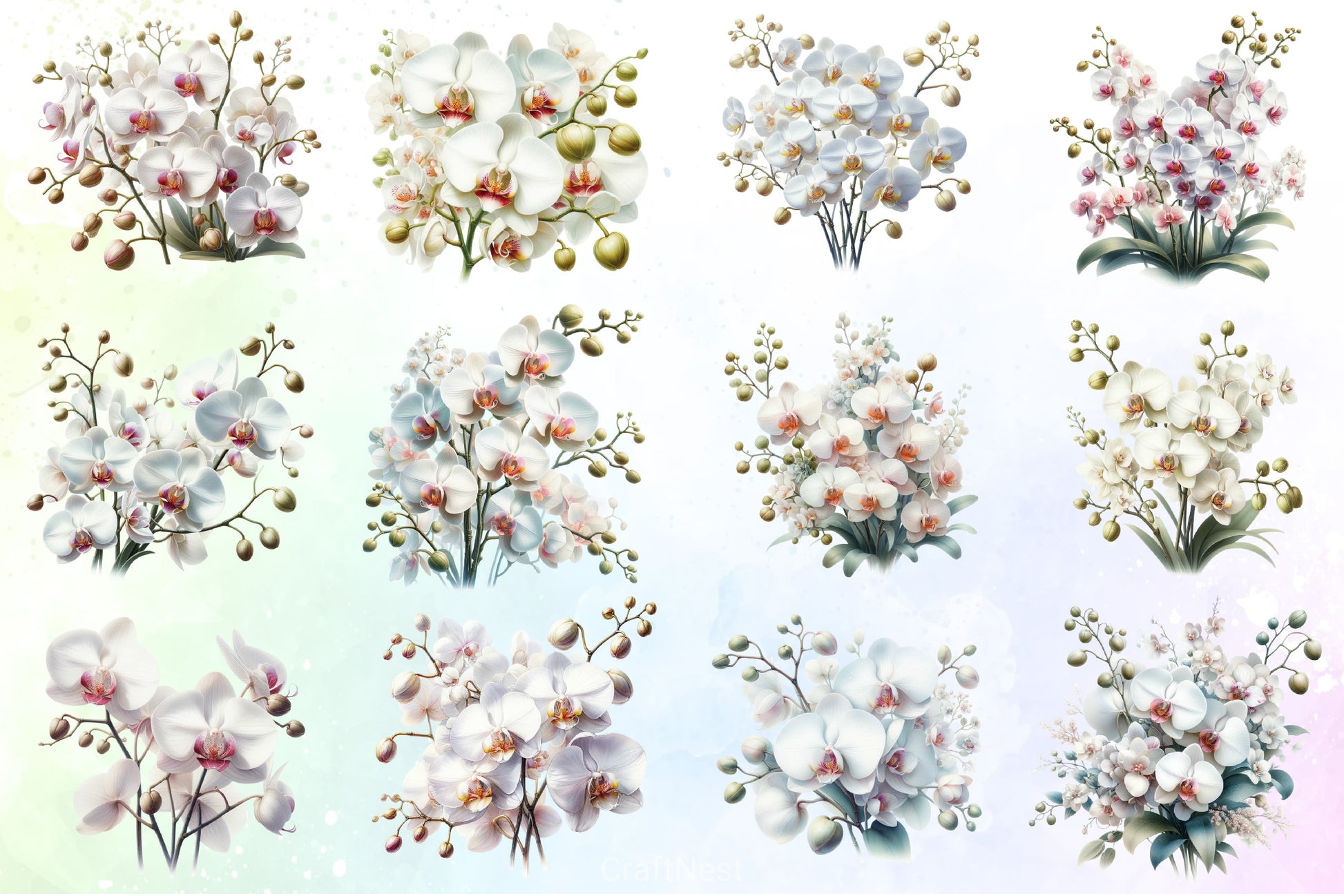 White Orchid Clipart Bundle - CraftNest - Digital Crafting and Art