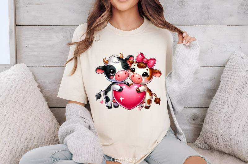 Cute Cow Couple Heart Clipart Bundle - CraftNest - Digital Crafting and Art