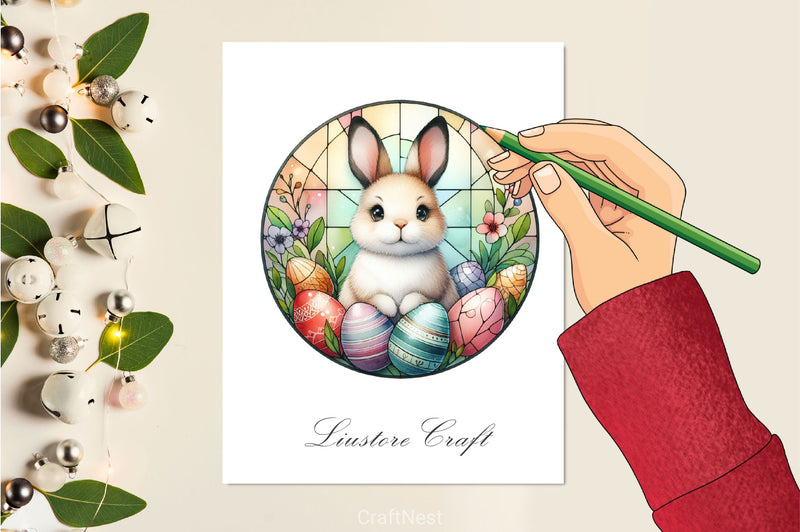 Stained Glass Easter Bunny Clipart Bundle - CraftNest - Digital Crafting and Art