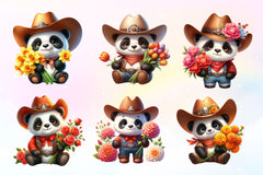 Howdy Panda With Flowers Clipart Bundle - CraftNest - Digital Crafting and Art