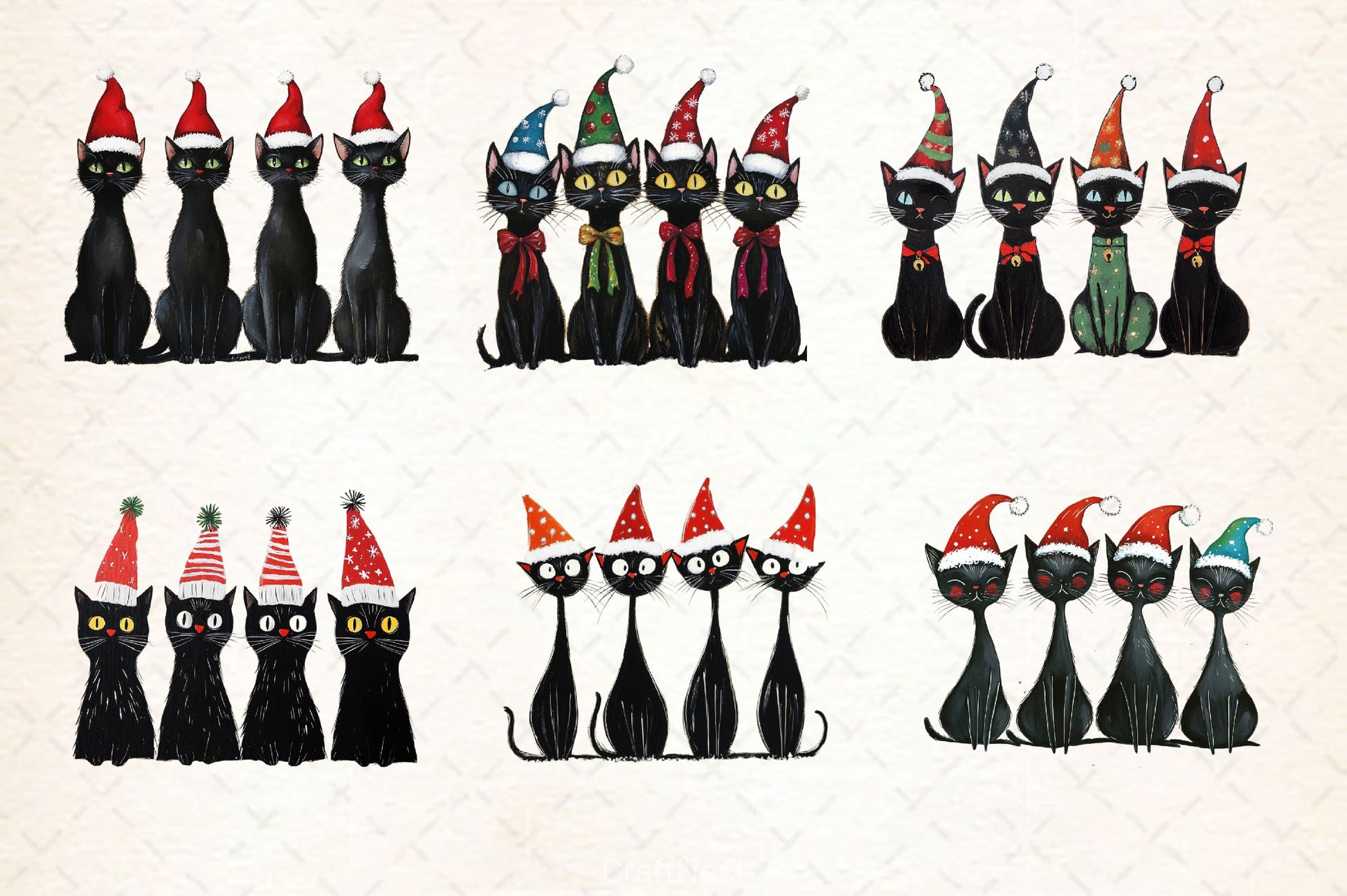 Whimsical Christmas Cat Clipart Bundle - CraftNest - Digital Crafting and Art