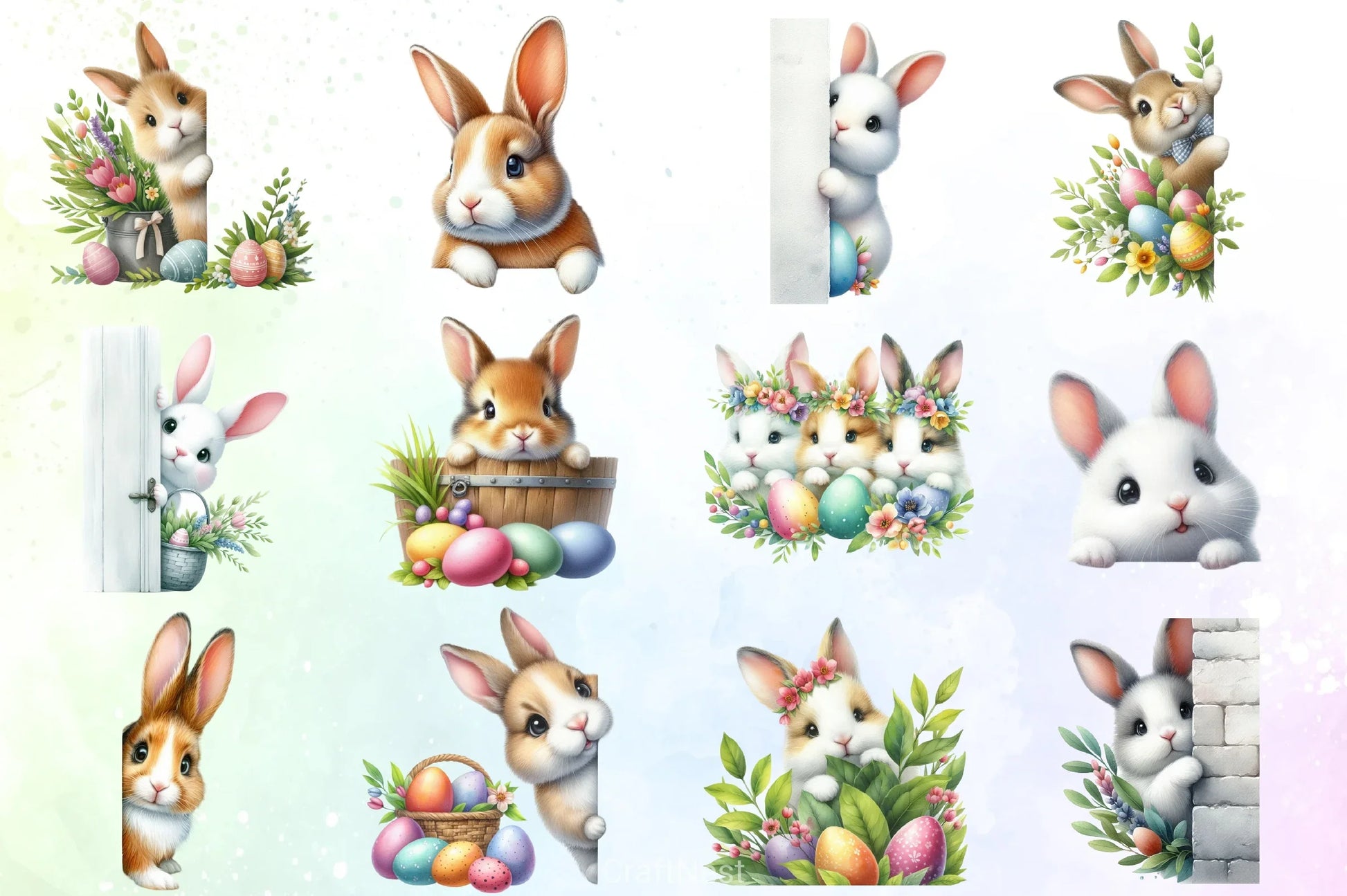 Easter Bunny Peeking Clipart Bundle - CraftNest - Digital Crafting and Art
