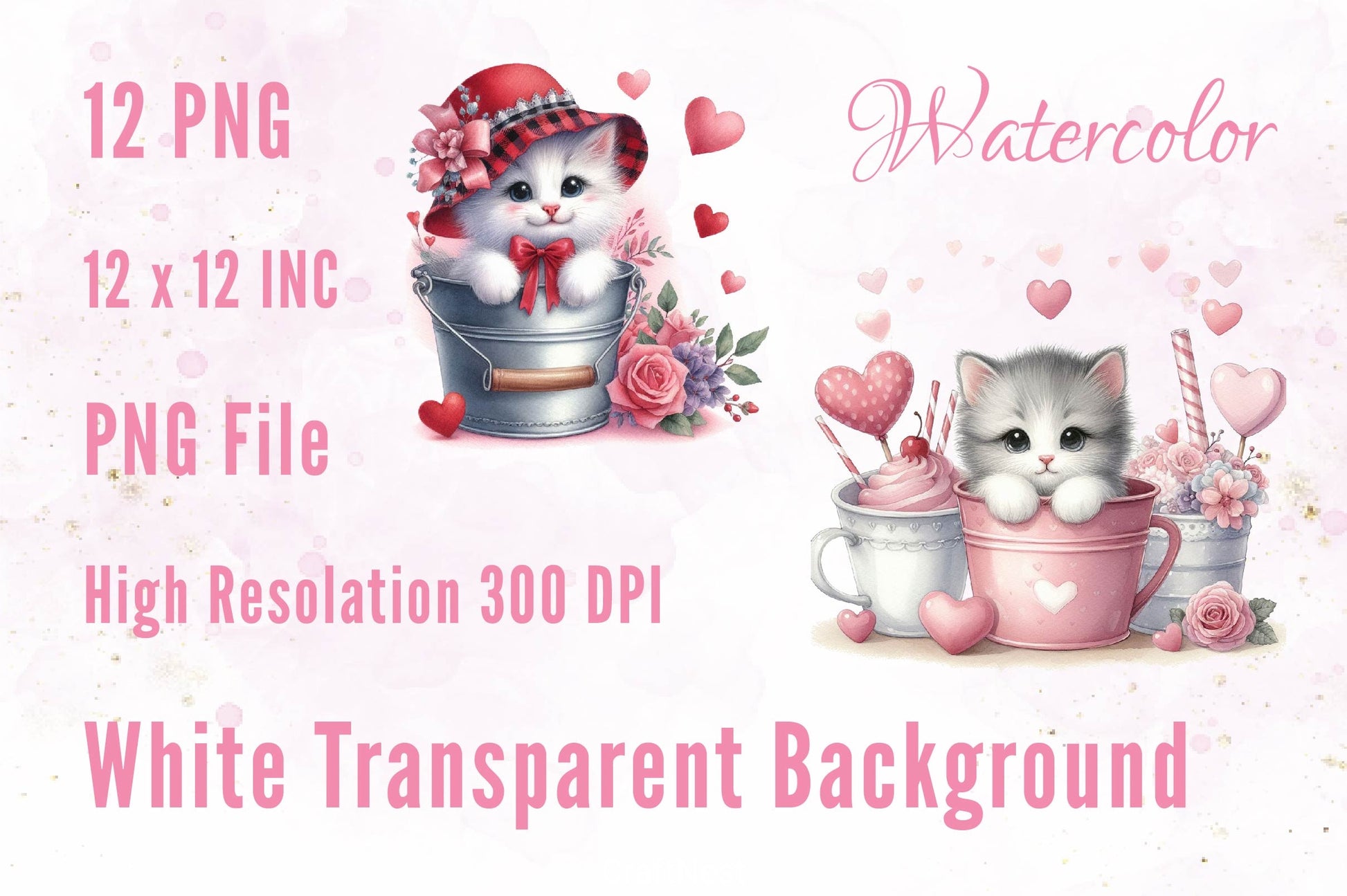Valentine Cute Cat Basket Clipart Bundle - CraftNest - Digital Crafting and Art