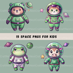 Animals In Space Clipart Bundle - CraftNest - Digital Crafting and Art