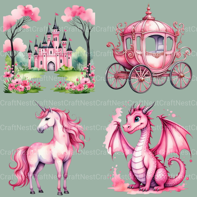 Pink Princess Clipart Bundle - CraftNest - Digital Crafting and Art