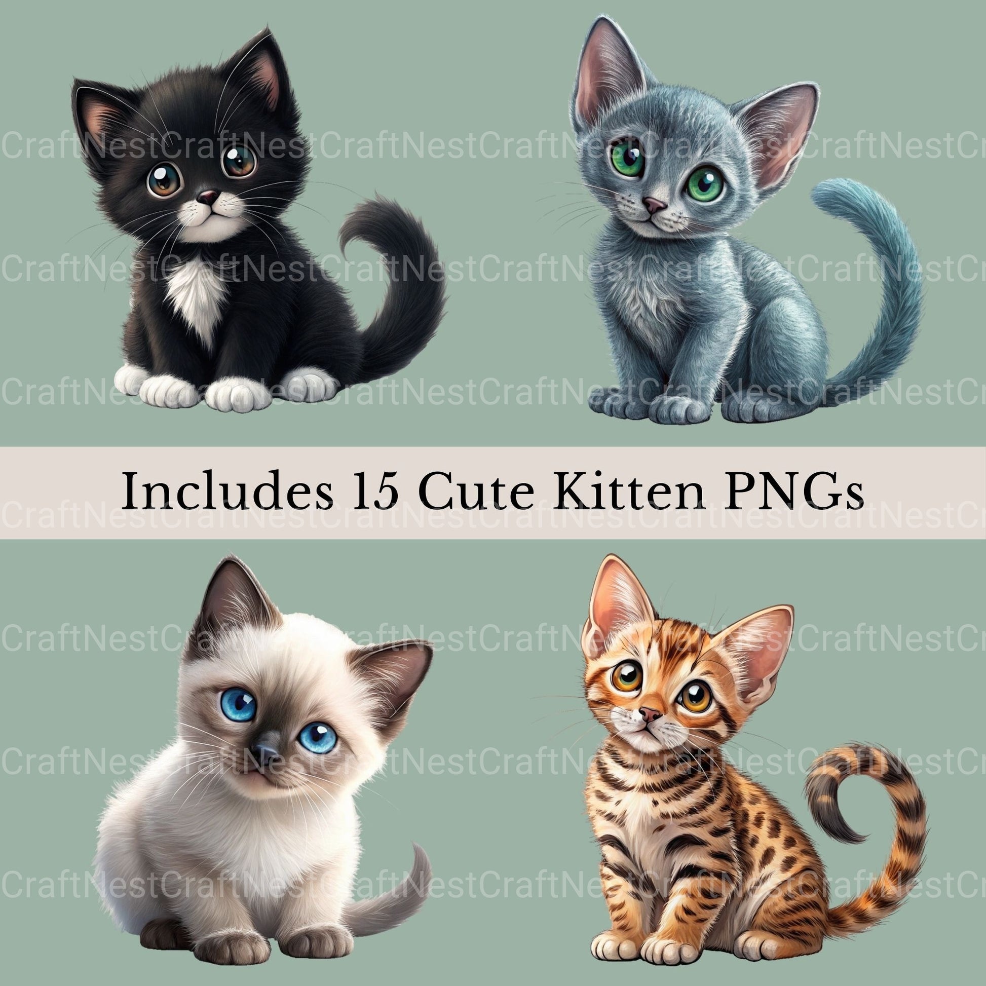 Kittens Clipart Bundle 4 - CraftNest - Digital Crafting and Art