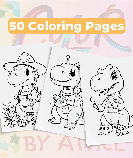 Dinosaur Coloring Books Bundle - CraftNest - Digital Crafting and Art