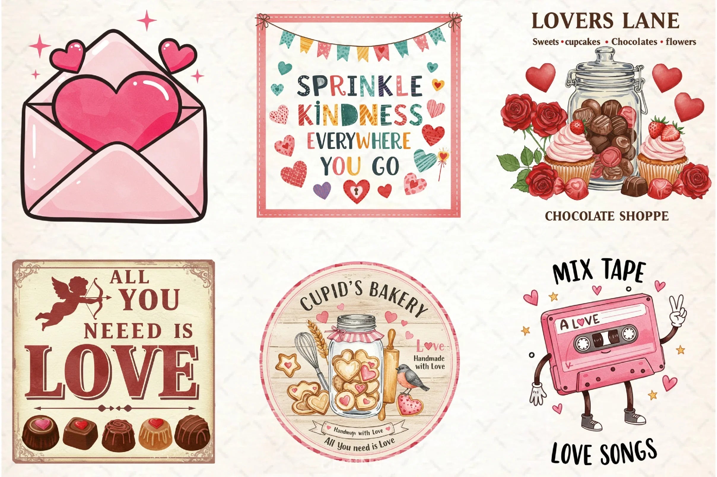 Retro Valentine Clipart Bundle - CraftNest - Digital Crafting and Art