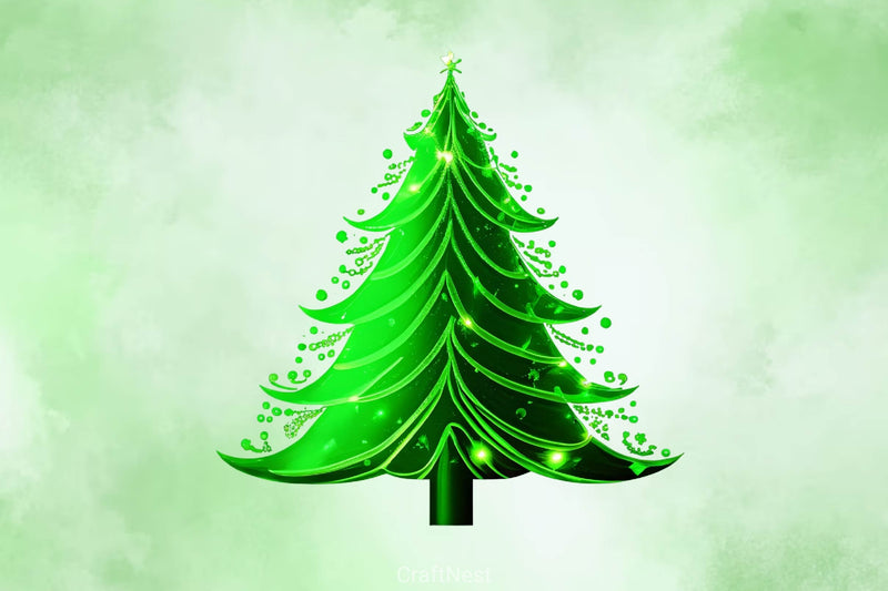 Green Glam Christmas Tree Clipart Bundle - CraftNest - Digital Crafting and Art