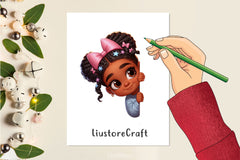 Peeking African American Little Girl Clipart Bundle 2 - CraftNest - Digital Crafting and Art