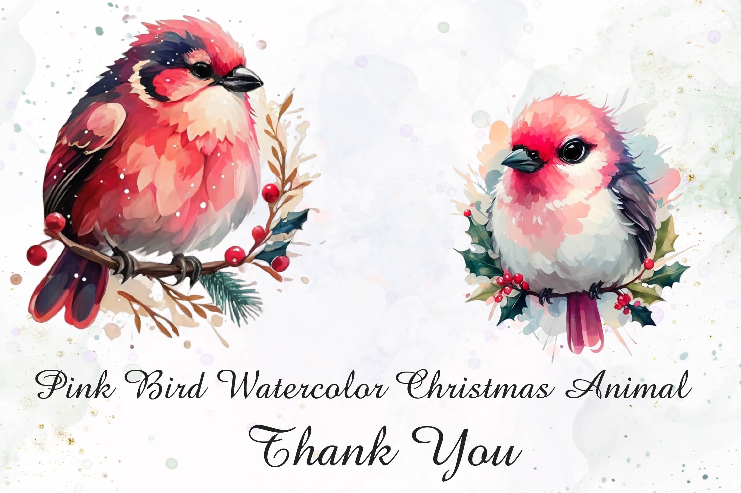 Pink Bird Christmas Animal Clipart Bundle - CraftNest - Digital Crafting and Art