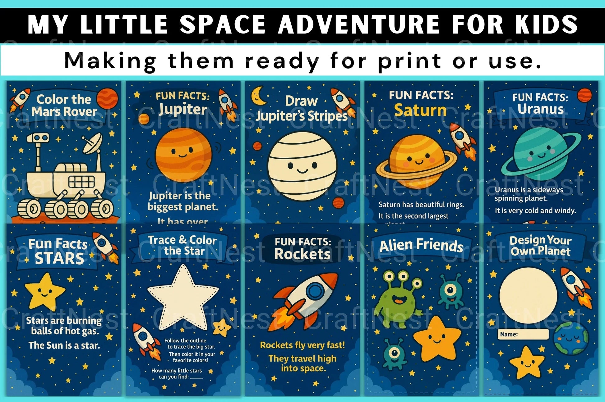 My Little Space Adventure for Kids - CraftNest - Digital Crafting and Art
