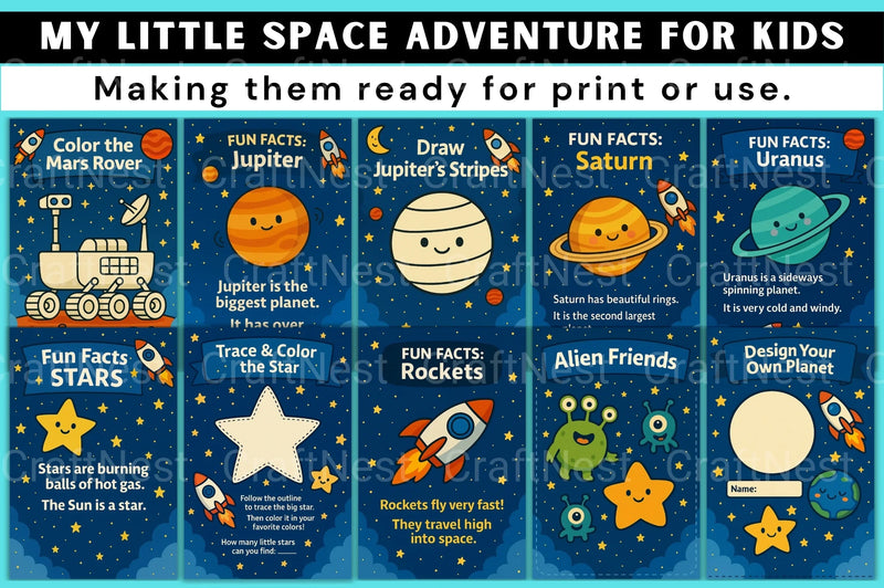 My Little Space Adventure for Kids - CraftNest - Digital Crafting and Art